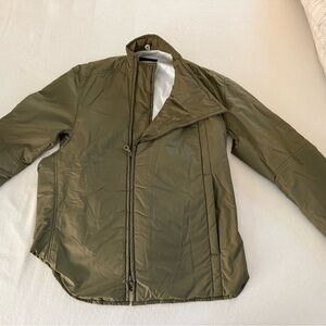 Rare Men's Griffin Studio UK Olive Green Snap Buckle Asymmetrical Jacket